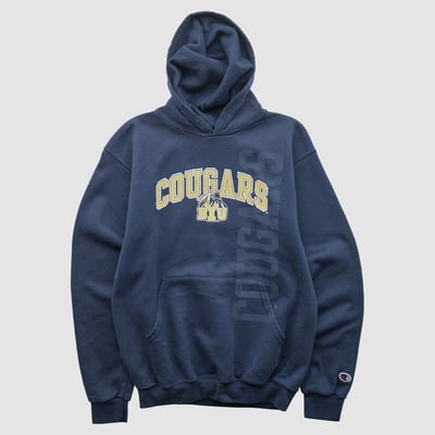 BYU Cougars Champion 2000s Hooded Pullover Sweatshirt - Navy - XXS by Fanatics Real Vintage