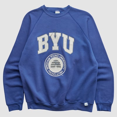 BYU Cougars Discus Athletics 90s Pullover Sweatshirt - Blue - S by Fanatics Real Vintage