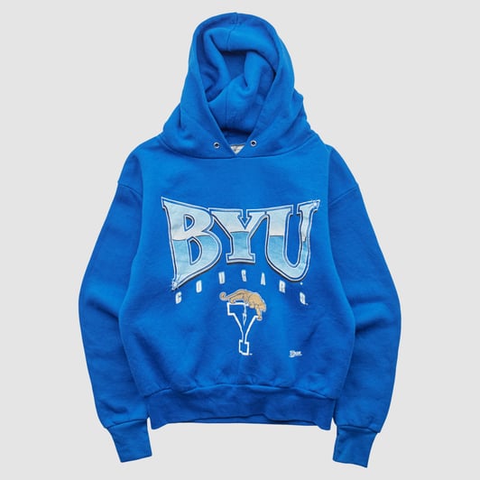 BYU Cougars Fan Sportswear 90s Hooded Pullover Sweatshirt - Blue - Yth S by Fanatics Real Vintage