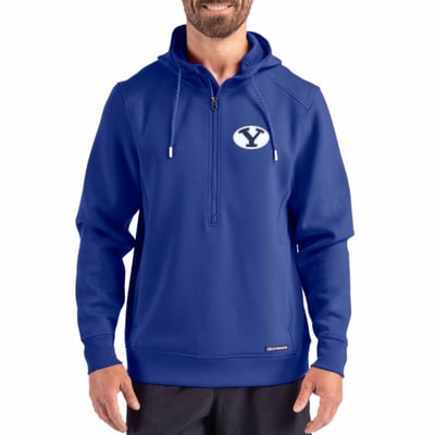  BYU Cougars Cutter & Buck Roam Recycled Buttery Soft Knit Half-Zip Hoodie - Royal