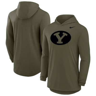 BYU Cougars Nike Dri-FIT Military Long Sleeve Hooded T-Shirt - Olive