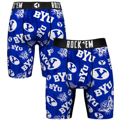  BYU Cougars Rock Em All Over Logo Boxer Briefs - Navy