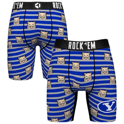  BYU Cougars Rock Em Mascot Stripes Boxer Briefs - Navy