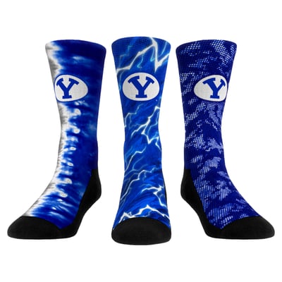 BYU Cougars Rock Em Unisex Team Tones Three-Pack Crew Socks