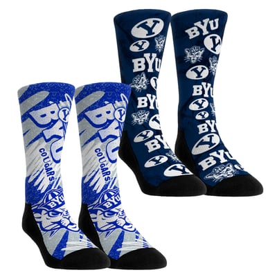 BYU Cougars Rock Em Unisex Two-Piece Team Blast Crew Socks Set