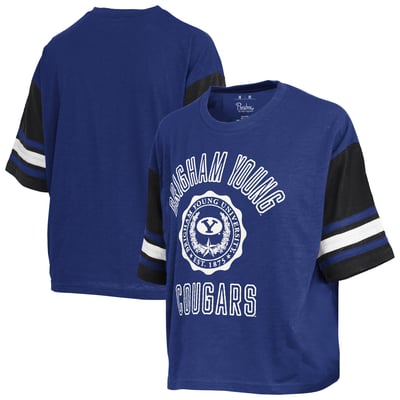  BYU Cougars Pressbox Women's Sunday Colorblock Seal Slub T-Shirt - Royal