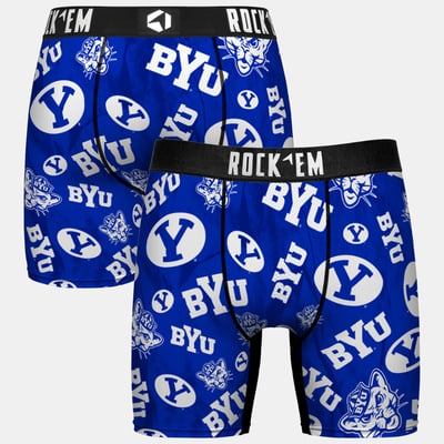  BYU Cougars Rock Em Youth All Over Logo Boxer Briefs - Royal