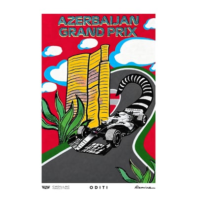 Cadillac F1 Team x ODITI 2026 Azerbaijan Grand Prix 12" x 16" Art Print