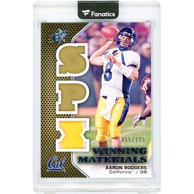 Aaron Rodgers Cal Bears 2010 Upper Deck SPx Winning Materials Game Used Dual-Color Jersey Relic #WMP-AR #55/125 Card