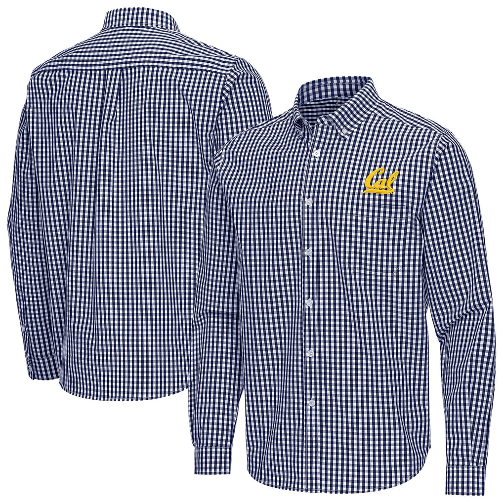 Cal Bears Antigua Ellis Woven Tri-Blend Long Sleeve Button-Down Shirt - Navy