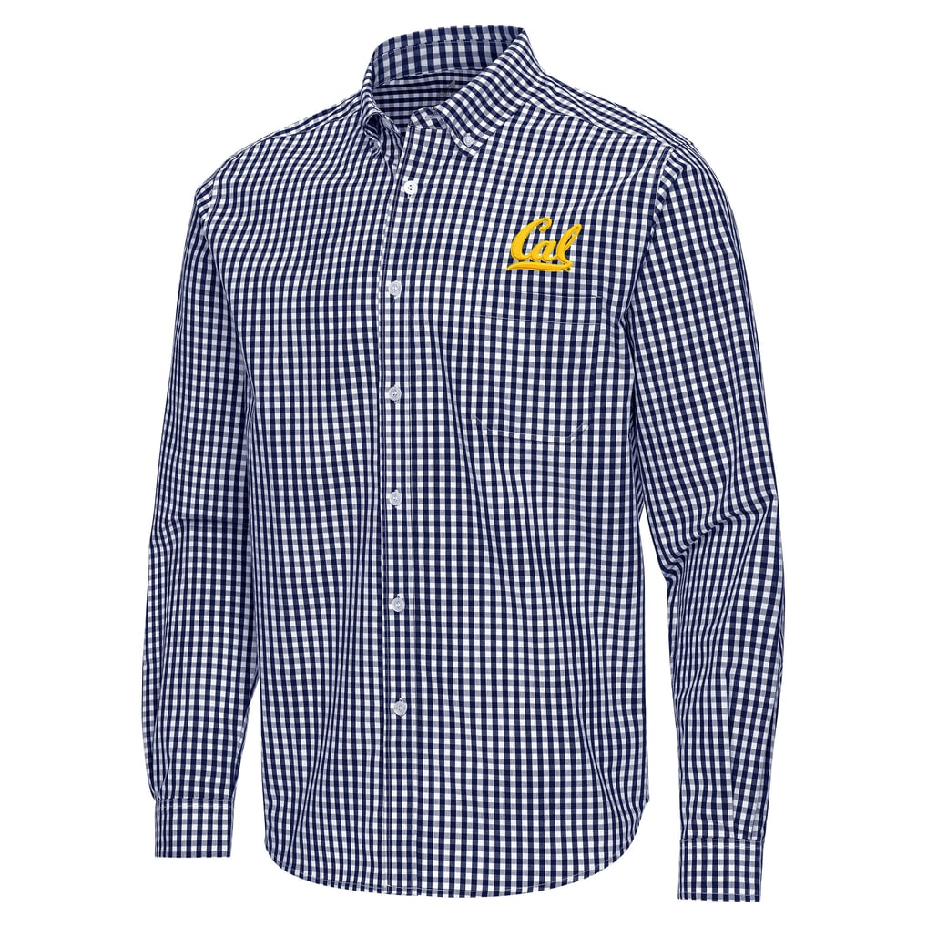 Cal Bears Antigua Ellis Woven Tri-Blend Long Sleeve Button-Down Shirt - Navy