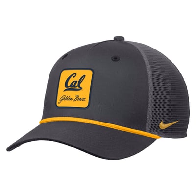  Cal Bears Nike Primetime Logo Script Rise Rope Trucker Adjustable Hat - Anthracite