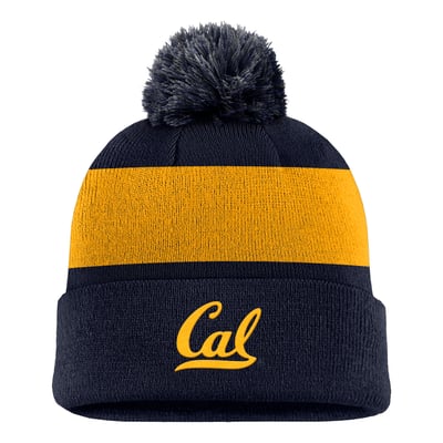 Cal Bears Nike Primetime Logo Stripe Knit Hat with Pom - Navy