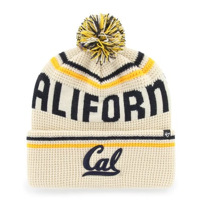  Cal Bears '47 Unisex Quattrle Waffle Cuffed Knit Hat with Pom - Cream