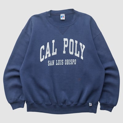 Cal Poly Mustangs Russell 90s Pullover Sweatshirt - Navy - L by Fanatics Real Vintage
