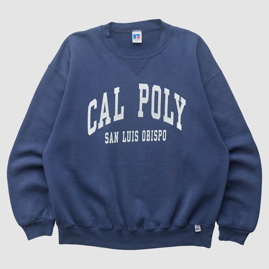 Cal Poly Mustangs Russell 90s Pullover Sweatshirt - Navy - L by Fanatics Real Vintage