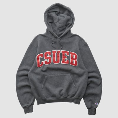 Cal State East Bay Pioneers Champion 2000s Hooded Pullover Sweatshirt - Charcoal - XS by Fanatics Real Vintage