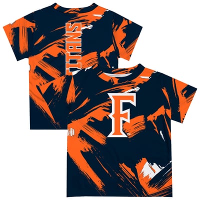  Cal State Fullerton Titans Vive La Fete Newborn & Infant Paint Brush T-Shirt - Navy