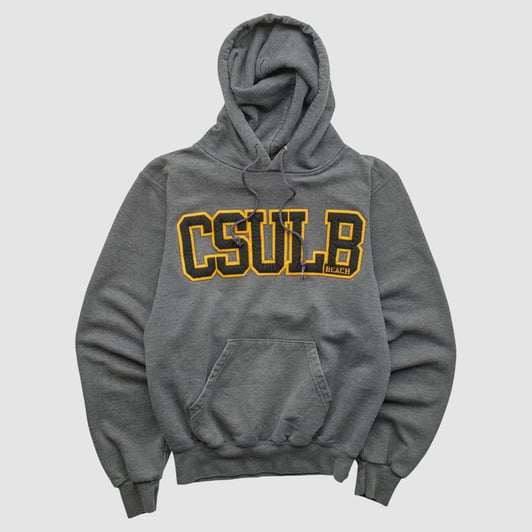Cal State Long Beach Champion 2000s Hooded Pullover Sweatshirt - Charcoal - XS by Fanatics Real Vintage