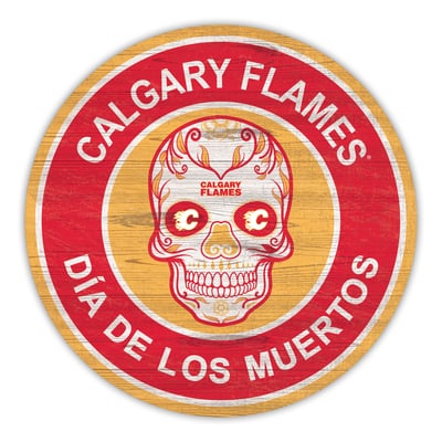 Calgary Flames 12" Sugar Skull Circle Sign