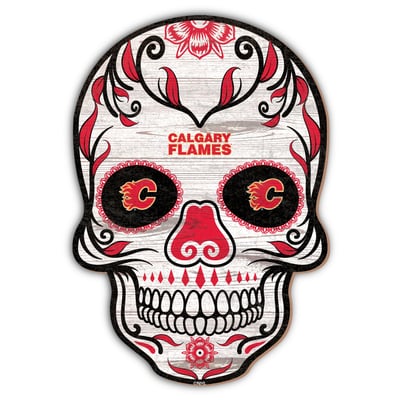 Calgary Flames 12'' Sugar Skull Sign