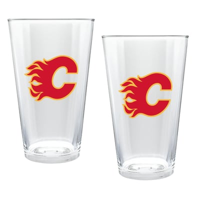 Calgary Flames Two-Piece 16oz. Double Play Pint Glass Set