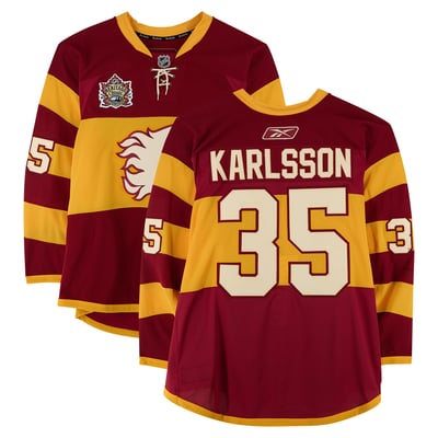 Henrik Karlsson Calgary Flames Fanatics Authentic Player-Issued #35 Yellow Jersey vs. Montreal Canadiens on February 20, 2011 