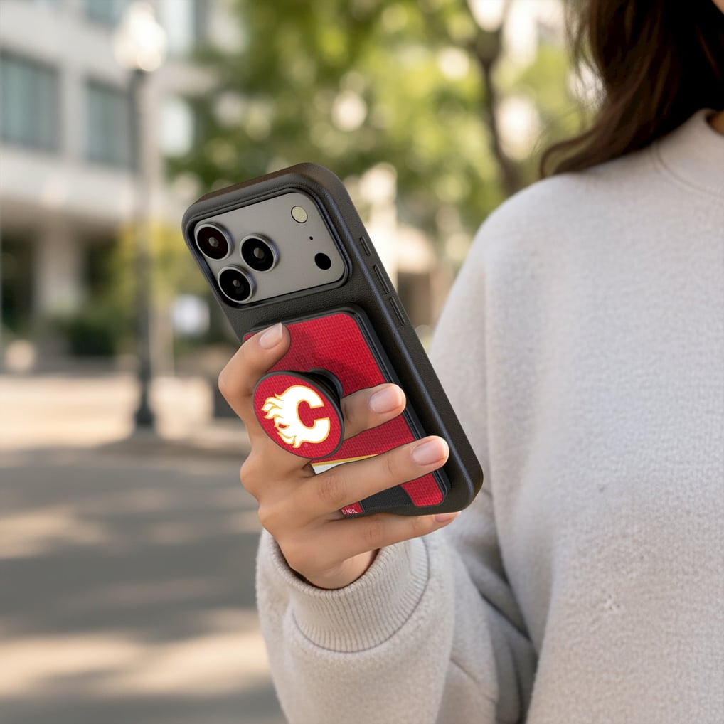 Calgary Flames Keyscaper Personalized Solid PopSockets Magnetic Wallet