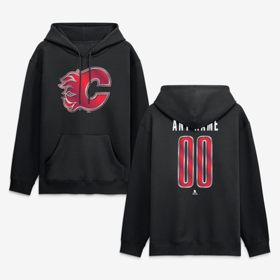 Calgary Flames Big & Tall Forged Mascot Personalized Name & Number Hoodie - Black
