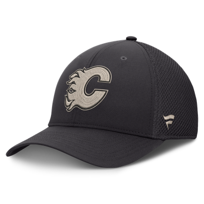 Calgary Flames Fanatics Authentic Pro Road Meshback Stretch Hat - Charcoal