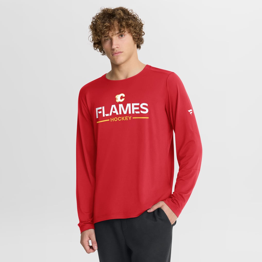 Calgary Flames Fanatics Authentic Pro Rink Tech Long Sleeve T-Shirt - Red