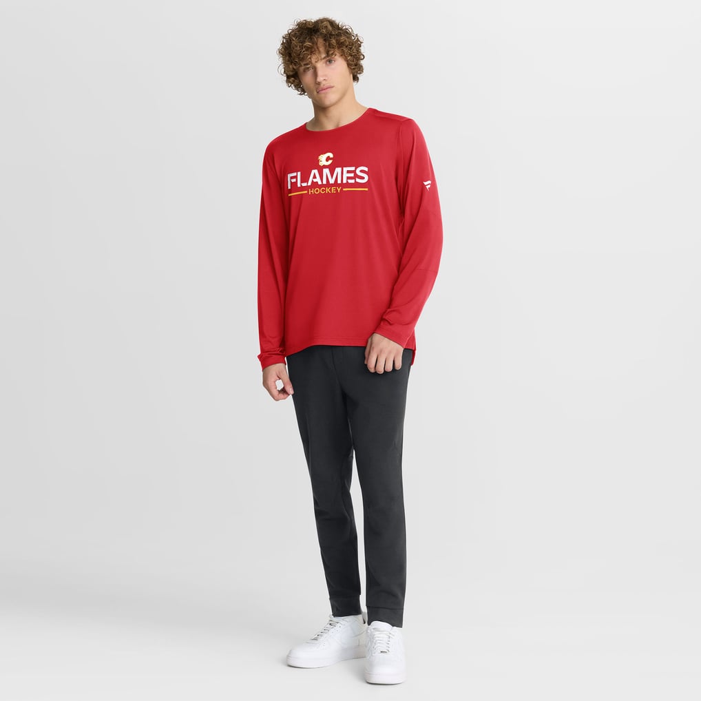 Calgary Flames Fanatics Authentic Pro Rink Tech Long Sleeve T-Shirt - Red
