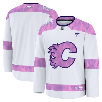  Calgary Flames Fanatics Hockey Fights Cancer Practice Jersey - White