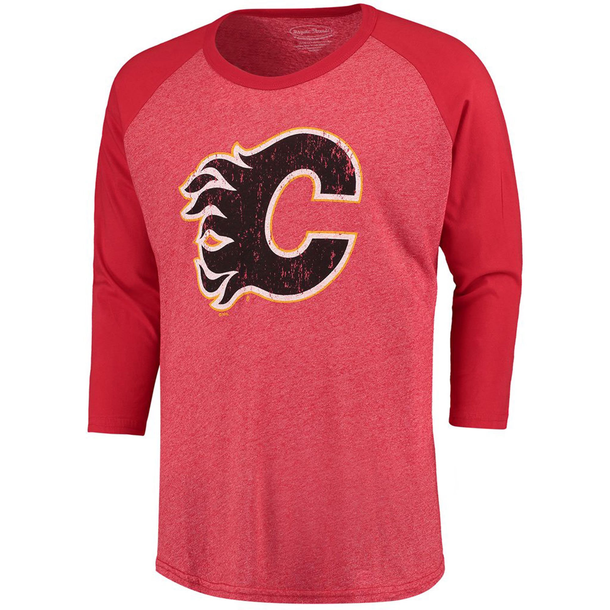 Calgary Flames Majestic Threads Tri-Blend 3/4-Sleeve Raglan T 