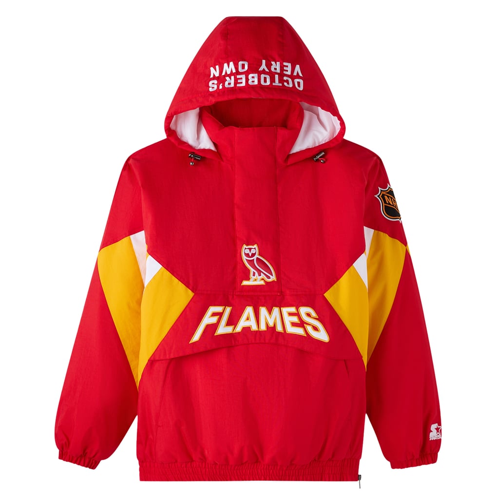  Calgary Flames OVO x Starter Half-Zip Hooded Jacket - Red