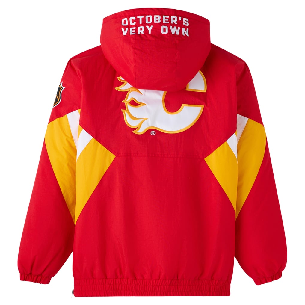  Calgary Flames OVO x Starter Half-Zip Hooded Jacket - Red