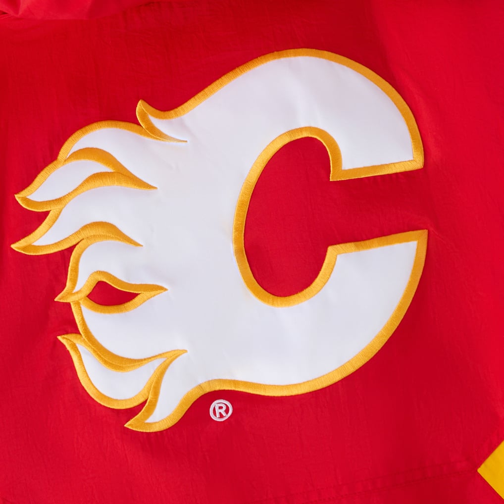  Calgary Flames OVO x Starter Half-Zip Hooded Jacket - Red