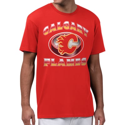  Calgary Flames Starter Face Off T-Shirt - Red