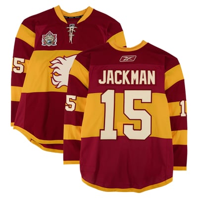 Tim Jackman Calgary Flames Fanatics Authentic Practice-Used #15 Yellow Jersey vs. Montreal Canadiens on February 20, 2011 
