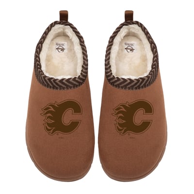 Calgary Flames ISlide Unisex Tonal Logo Mission Slippers - Tan
