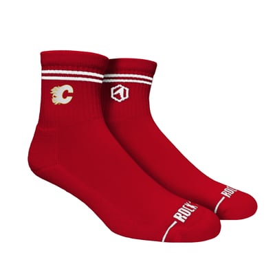  Calgary Flames Rock Em Unisex Casual Stripe Quarter-Length Socks - Red