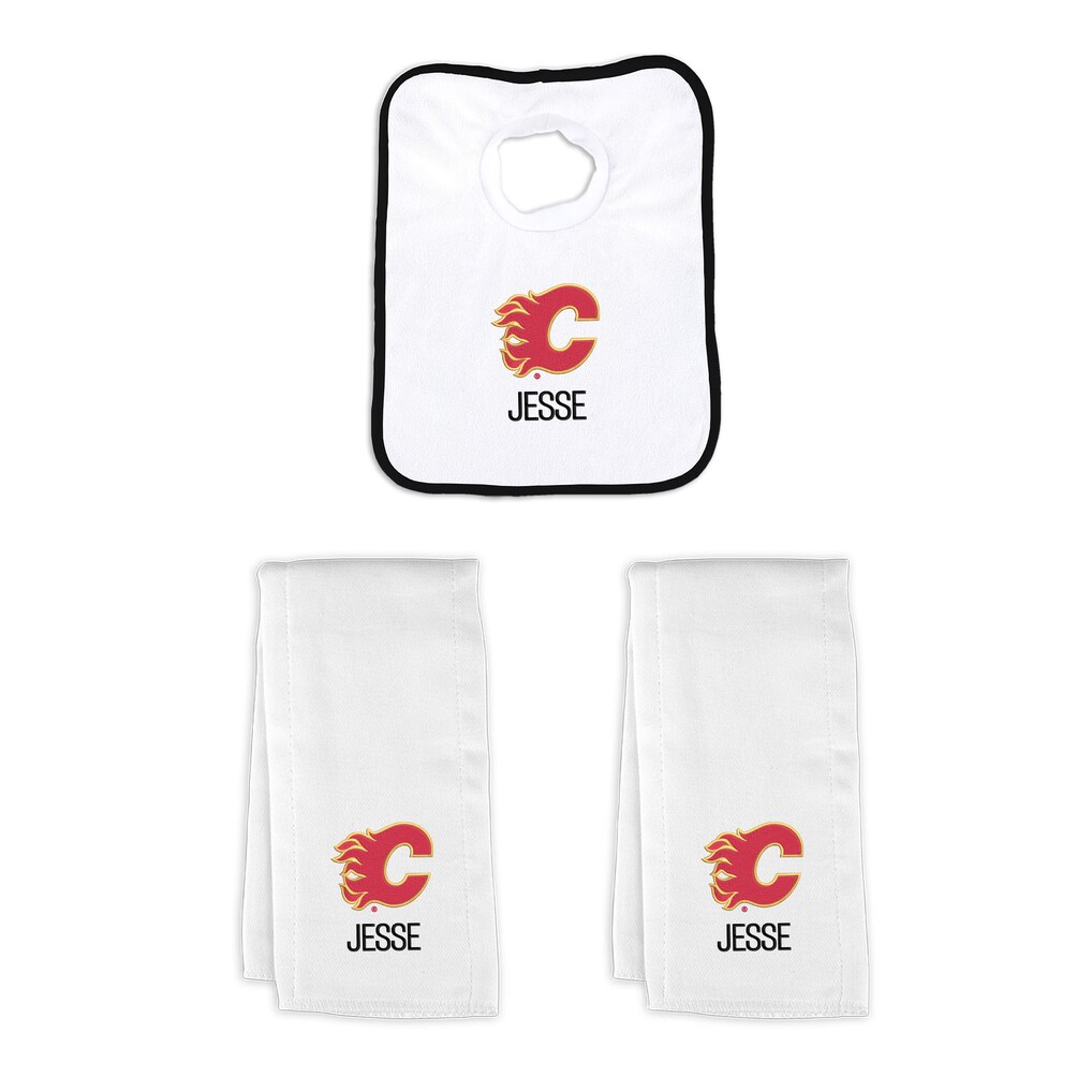Calgary Flames Personalized Small Gift Basket - White