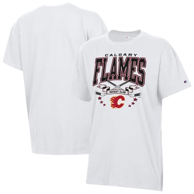 Calgary Flames Champion Women's  Crossing Sticks Oversized T-Shirt - White