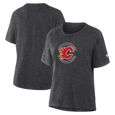 Calgary Flames Fanatics Women's Authentic Pro Property Of T-Shirt - Charcoal