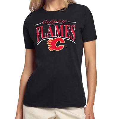 Calgary Flames Starter Women's Arch Stripe T-Shirt - Black