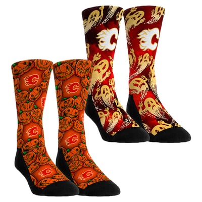  Calgary Flames Rock Em Youth Halloween Crew Socks 2-Pack Set - Orange