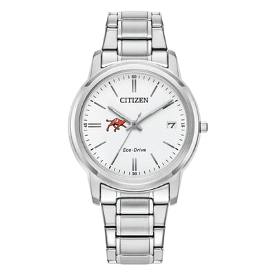  Campbell Fighting Camels Citizen Watch Women's Eco-Drive White Dial Stainless Steel Watch - Silver