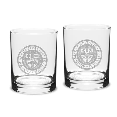 Capital University Crusaders Logo 14oz. 2-Piece Classic Double Old-Fashioned Glass Set