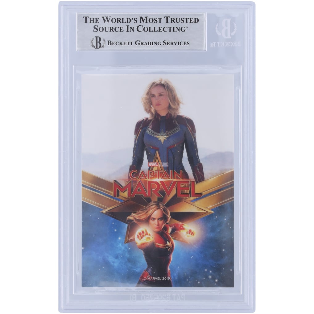 Brie Larson Captain Marvel Autographed 2019 Marvel Studios Promo Flying Silver Ink #BL Beckett Fanatics Witnessed Authenticated Card