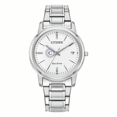 Carleton Knights Citizen Watch Women's Eco-Drive White Dial Stainless Steel Watch - Silver
